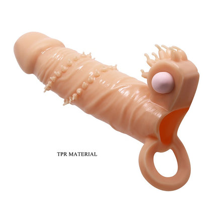 Pretty Love Vibrating Penis Sleeve with Clitoris Stimulator CONNOR - light skin color