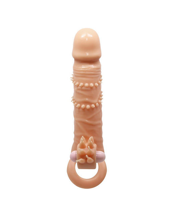 Pretty Love Vibrerende Penis Sleeve met Clitoris Stimulator CONNOR - lichte huidskleur