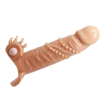 Pretty Love Vibrating Penis Sleeve with Clitoris Stimulator CONNOR - light skin color