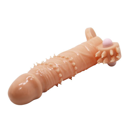 Pretty Love Vibrating Penis Sleeve with Clitoris Stimulator CONNOR - light skin color
