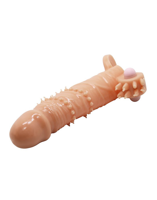 Pretty Love Vibrating Penis Sleeve with Clitoris Stimulator CONNOR - light skin color