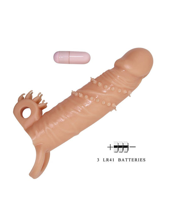 Gaine pénienne vibrante avec stimulateur de clitoris Pretty Love CONNOR - peau claire