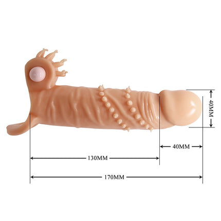 Pretty Love Vibrating Penis Sleeve with Clitoris Stimulator CONNOR - light skin color
