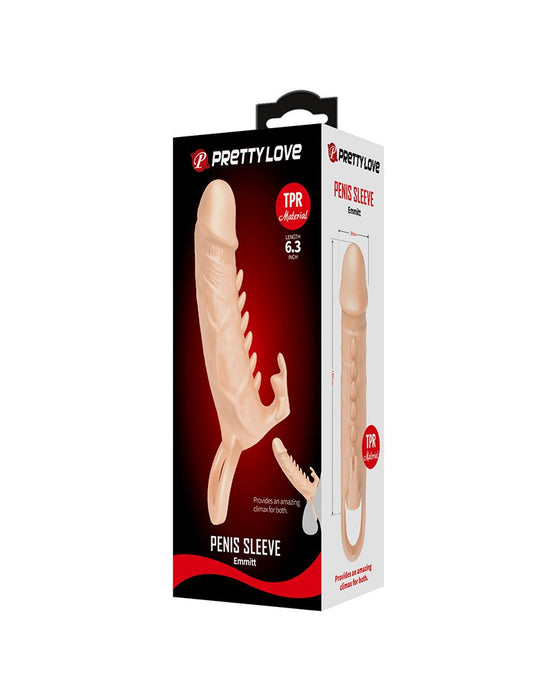 Pretty Love Penis Sleeve with ribbed design EMMITT - light skin color