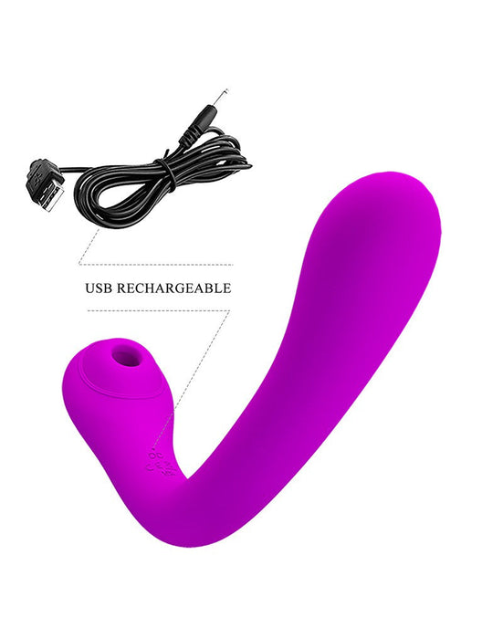 Pretty Love G-punkt + klitoris Vibrator ALEX met Luftdruck Stimulation - roze