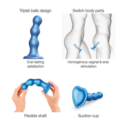 Strap-On-Me Dildo Plug Balls - metallic blauw