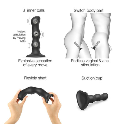 Strap-On-Me Anal Dildo /Buttplug Geisha Balls avec boules rotatives - noir