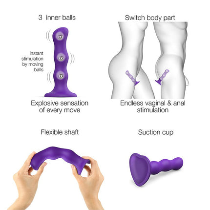Strap-On-Me Anaal Dildo /Buttplug Geisha Balls met losse roterende balletjes - paars