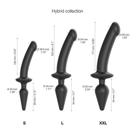 Strap-On-Me Semirrealista Switch Plug-In Consolador y plug anal 2 en 1 - negro