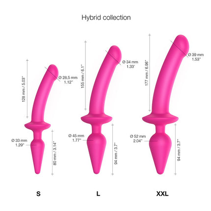 Strap-On-Me Semirrealista Switch Plug-In Consolador y plug anal 2 en 1 - rosa