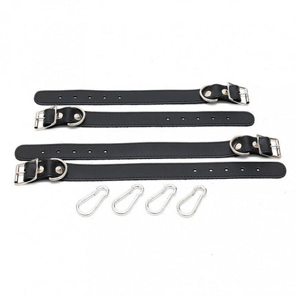 Basic bondage set handboeien en voetboeien leer - zwart - Erotiekvoordeel.nl