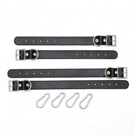 Basic bondage set handboeien en voetboeien leer - zwart - Erotiekvoordeel.nl