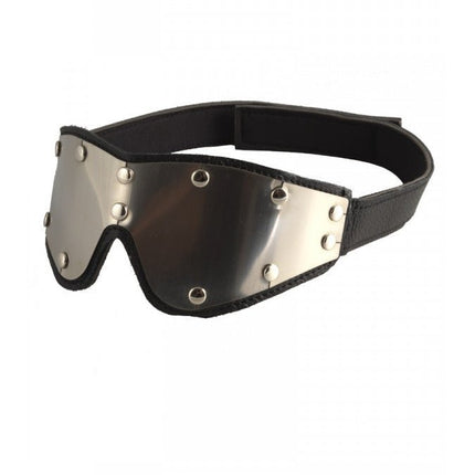 Blinddoek leer met metaal - zwart/zilver - Erotiekvoordeel.nl