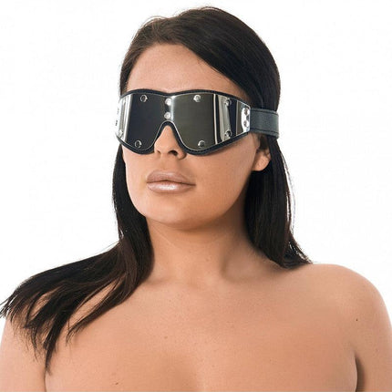 Blinddoek leer met metaal - zwart/zilver - Erotiekvoordeel.nl