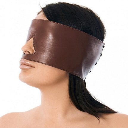 Blinddoek met uitsparing neus leer -bruin - Erotiekvoordeel.nl
