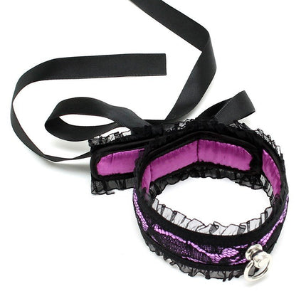 Burlesque collar met ring - zwart/paars - Erotiekvoordeel.nl
