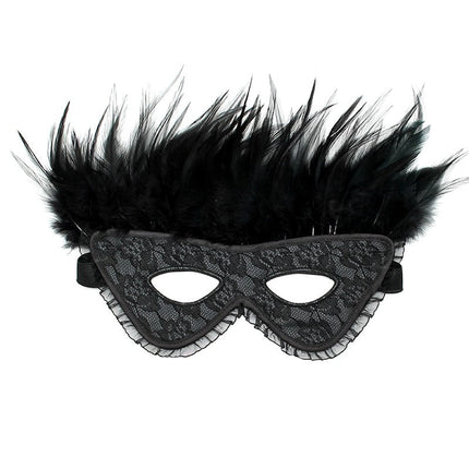 Burlesque masker met veren - zwart - Erotiekvoordeel.nl