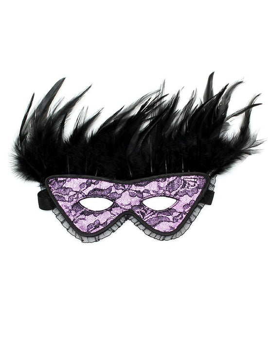 Burlesque masker met veren - zwart/paars - Erotiekvoordeel.nl