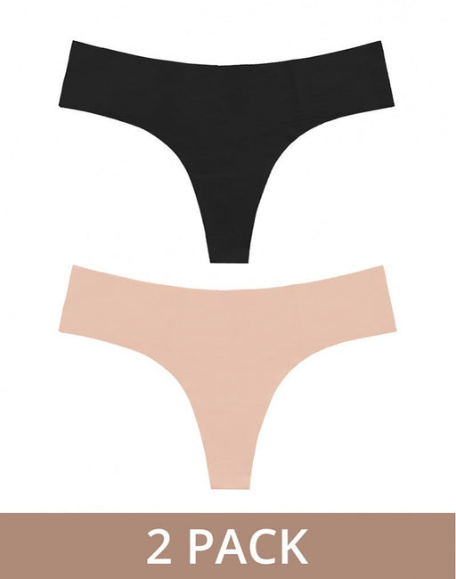 Bye Bra Invisible Thong | String 2 pack - nude en zwart - Erotiekvoordeel.nl