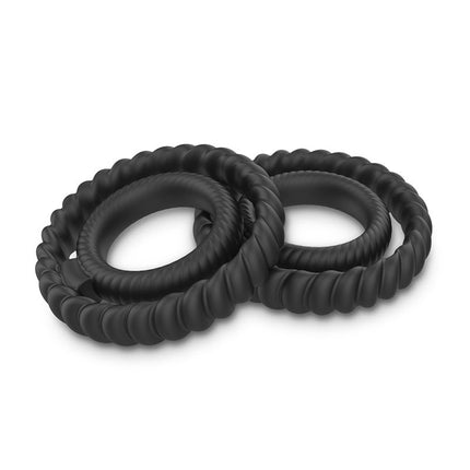 Dorcel - Dual Ring Siliconen Rekbare Cockring - Zwart-Erotiekvoordeel.nl