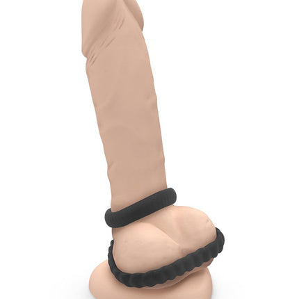 Dorcel - Dual Ring Siliconen Rekbare Cockring - Zwart-Erotiekvoordeel.nl