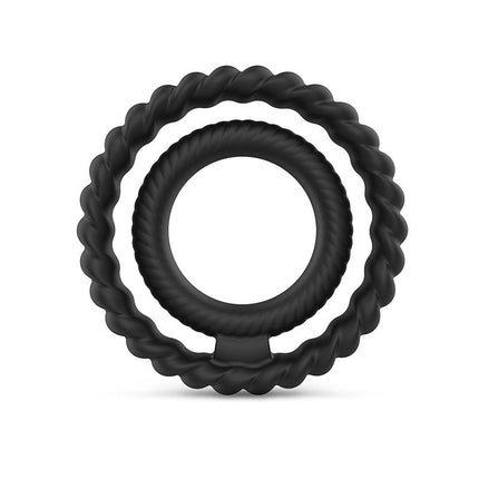 Dorcel - Dual Ring Siliconen Rekbare Cockring - Zwart-Erotiekvoordeel.nl