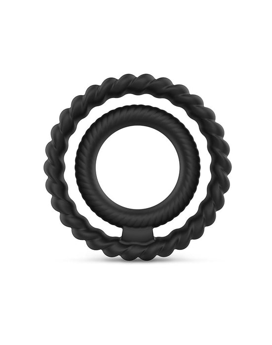 Dorcel - Dual Ring Siliconen Rekbare Cockring - Zwart-Erotiekvoordeel.nl