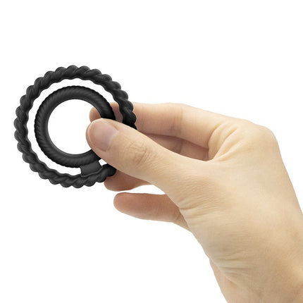 Dorcel - Dual Ring Siliconen Rekbare Cockring - Zwart-Erotiekvoordeel.nl