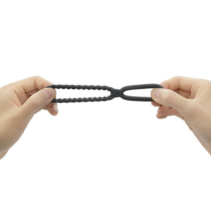 Dorcel - Dual Ring Siliconen Rekbare Cockring - Zwart-Erotiekvoordeel.nl