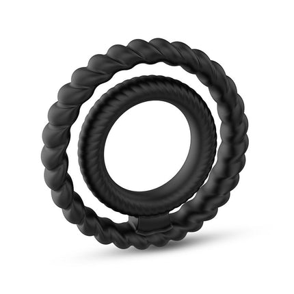 Dorcel - Dual Ring Siliconen Rekbare Cockring - Zwart-Erotiekvoordeel.nl