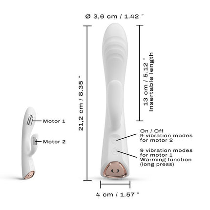 Dorcel FLEXI RABBIT Verwarmde Tarzan Vibrator - wit-Erotiekvoordeel.nl
