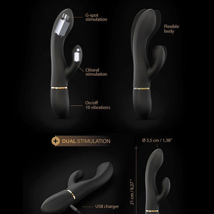 Dorcel Flexibele Rabbit Vibrator "Glam Rabbit" - zwart - Erotiekvoordeel.nl