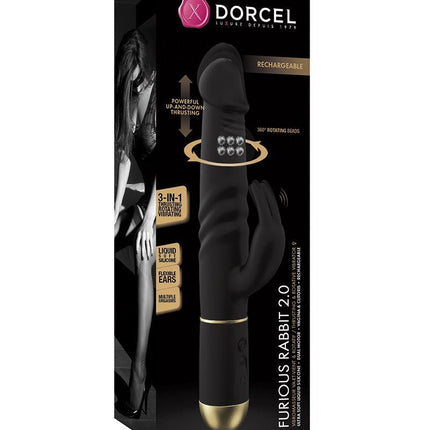 Dorcel Roterende en Stotende Vibrator FURIOUS RABBIT 2.0 - zwart - Erotiekvoordeel.nl