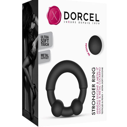 Dorcel Siliconen Cockring met Stimulerende Metalen Kogeltjes - zwart - Erotiekvoordeel.nl