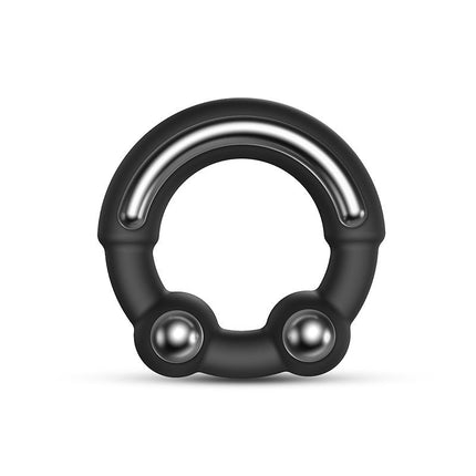 Dorcel Siliconen Cockring met Stimulerende Metalen Kogeltjes - zwart - Erotiekvoordeel.nl