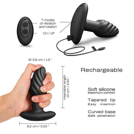 Dorcel Spin Plug - 360 Graden Roterende Vibrerende Anaal Plug - Zwart-Erotiekvoordeel.nl
