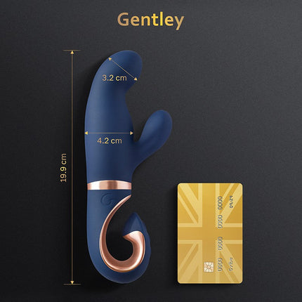 G Vibe Gentley - Vibrator -Rabbit Vibrator - G Spot en Clitoris Stimulatie - Siliconen - Blauw en Goud-Erotiekvoordeel.nl