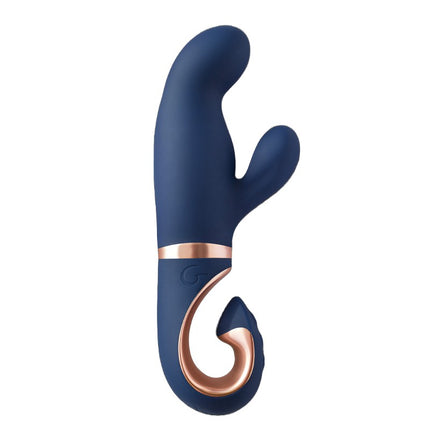 G Vibe Gentley - Vibrator -Rabbit Vibrator - G Spot en Clitoris Stimulatie - Siliconen - Blauw en Goud-Erotiekvoordeel.nl