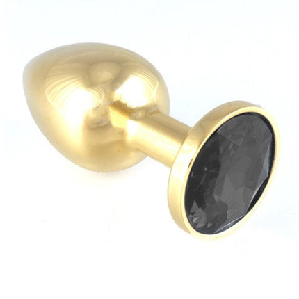 GOUDEN Buttplug KLEIN met zwart kristal - Erotiekvoordeel.nl