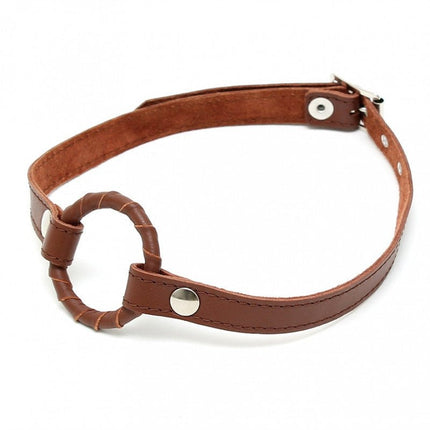 Gag met O-ring leer - bruin - Erotiekvoordeel.nl