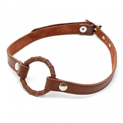 Gag met O-ring leer - bruin - Erotiekvoordeel.nl