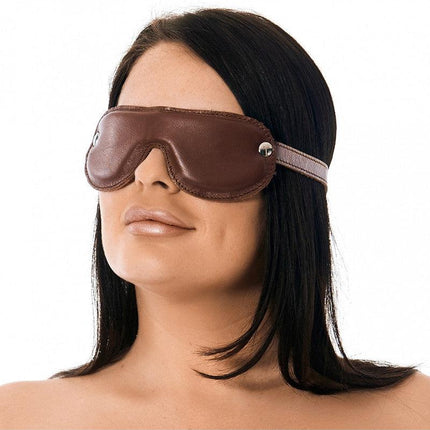Gevoerde blinddoek leer - bruin - Erotiekvoordeel.nl