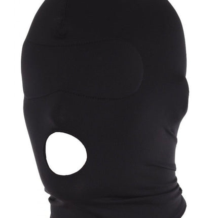 Hoofdmasker Uit Elastische Stof Met Open Mond - zwart - Erotiekvoordeel.nl