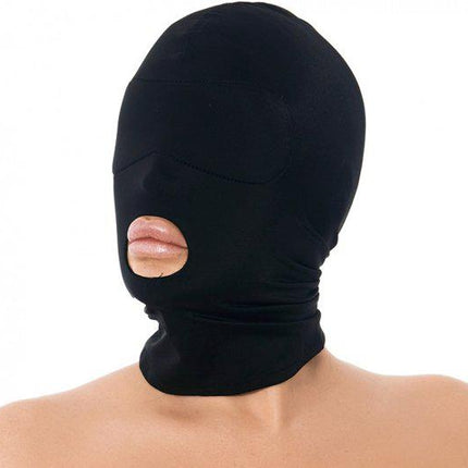 Hoofdmasker Uit Elastische Stof Met Open Mond - zwart - Erotiekvoordeel.nl