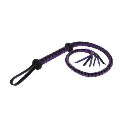 Korte suède Bullwhip - paars/zwart - Erotiekvoordeel.nl