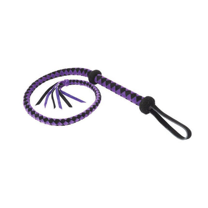 Korte suède Bullwhip - paars/zwart - Erotiekvoordeel.nl