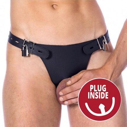 Kuisheidsgordel heren met anaal dildo  - zwart - Erotiekvoordeel.nl
