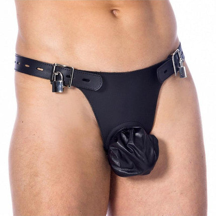 Kuisheidsgordel mannen met twee hangsloten - zwart - Erotiekvoordeel.nl