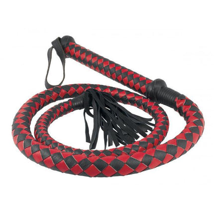 Lange Bullwhip 200 cm - rood/zwart - Erotiekvoordeel.nl