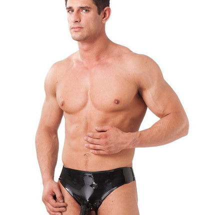 Latex heren slip met penis slurf - Erotiekvoordeel.nl